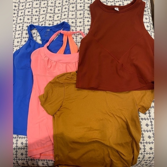 Workout tank bundle 4 mixed brands lululemon Nike Avia old navy mustard coral - Picture 1 of 9